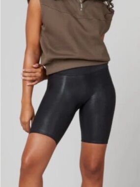 NWT H&M Black Faux Leather Bike Shorts